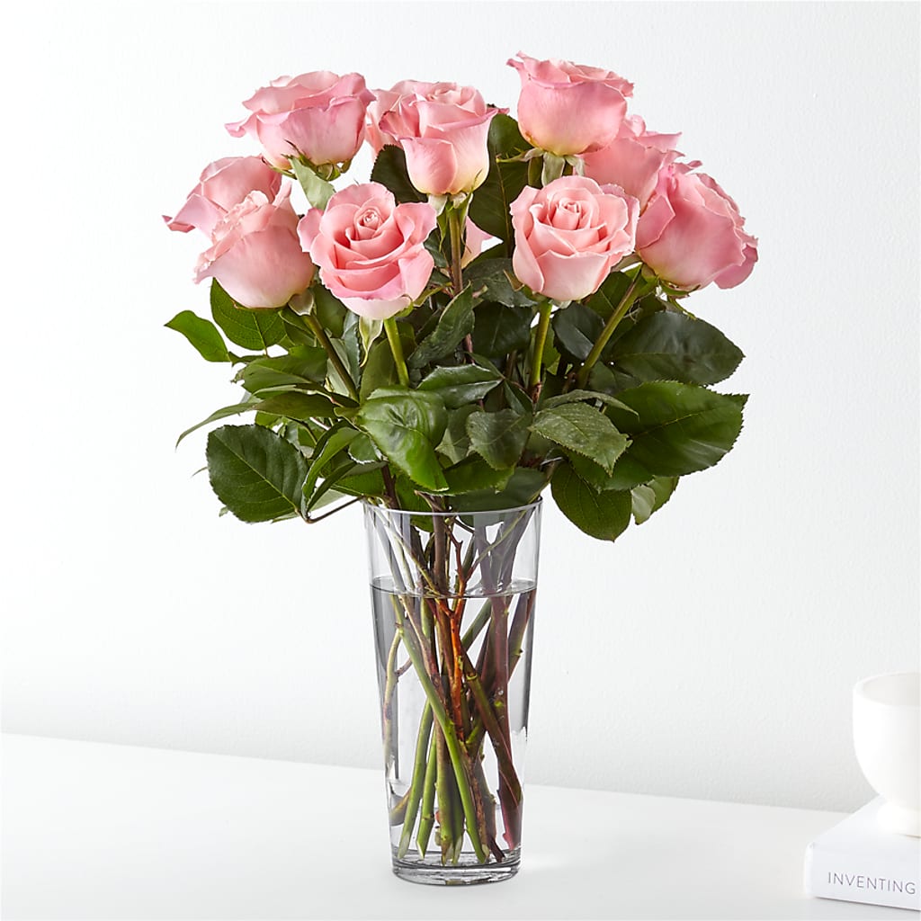 Long Stem Pink Rose Bouquet – ANGEL'S FLOWERS AND GIFTS, San Jose CA