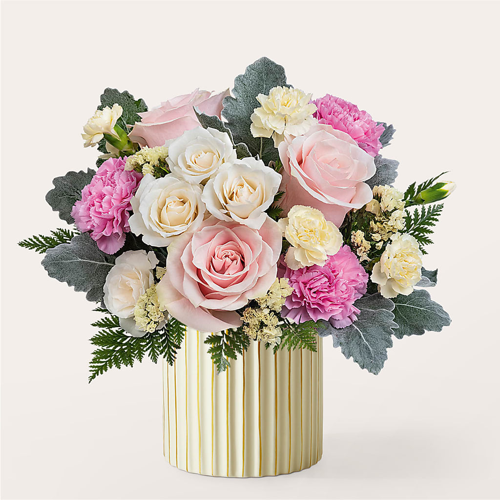 Blissful Moments Bouquet with Ivory Vase – ANGEL'S FLOWERS AND GIFTS, San Jose CA
