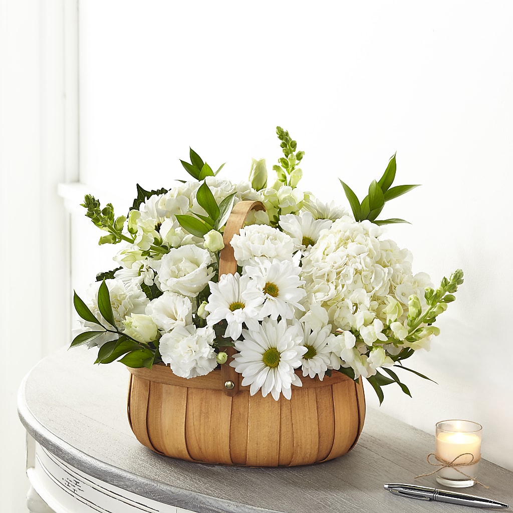 Pure Ivory Basket – ANGEL'S FLOWERS AND GIFTS, San Jose CA