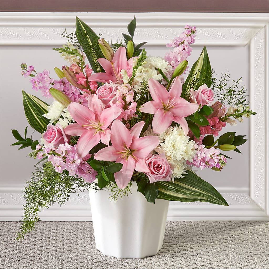 Simply Serene Floor Basket – ANGEL'S FLOWERS AND GIFTS, San Jose CA