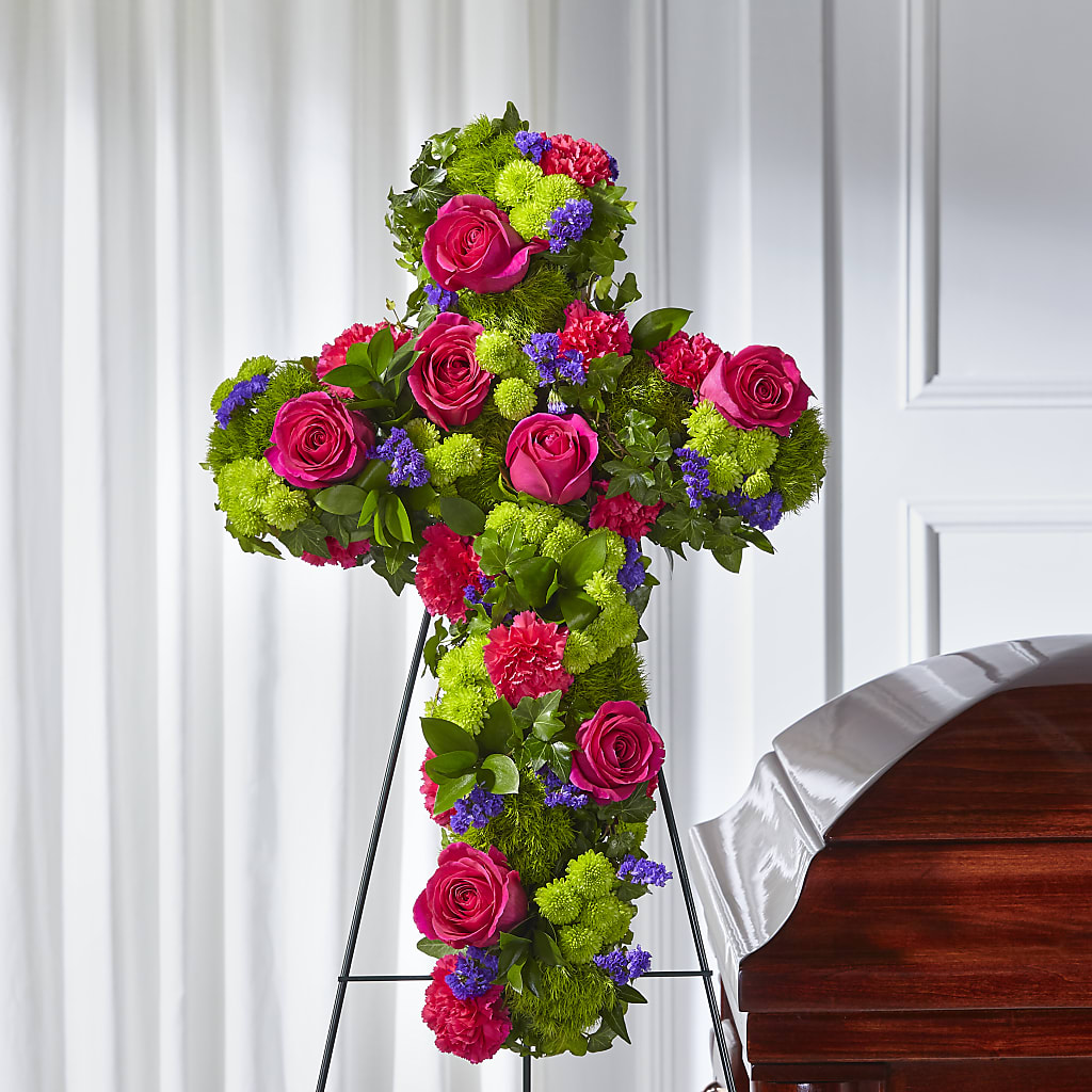 Tribute Rose Floral Cross – ANGEL'S FLOWERS AND GIFTS, San Jose CA