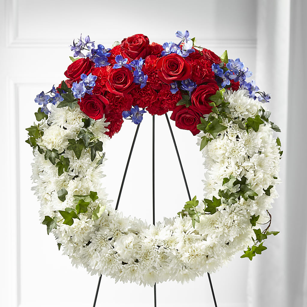 Patriotic Passion Wreath – ANGEL'S FLOWERS AND GIFTS, San Jose CA