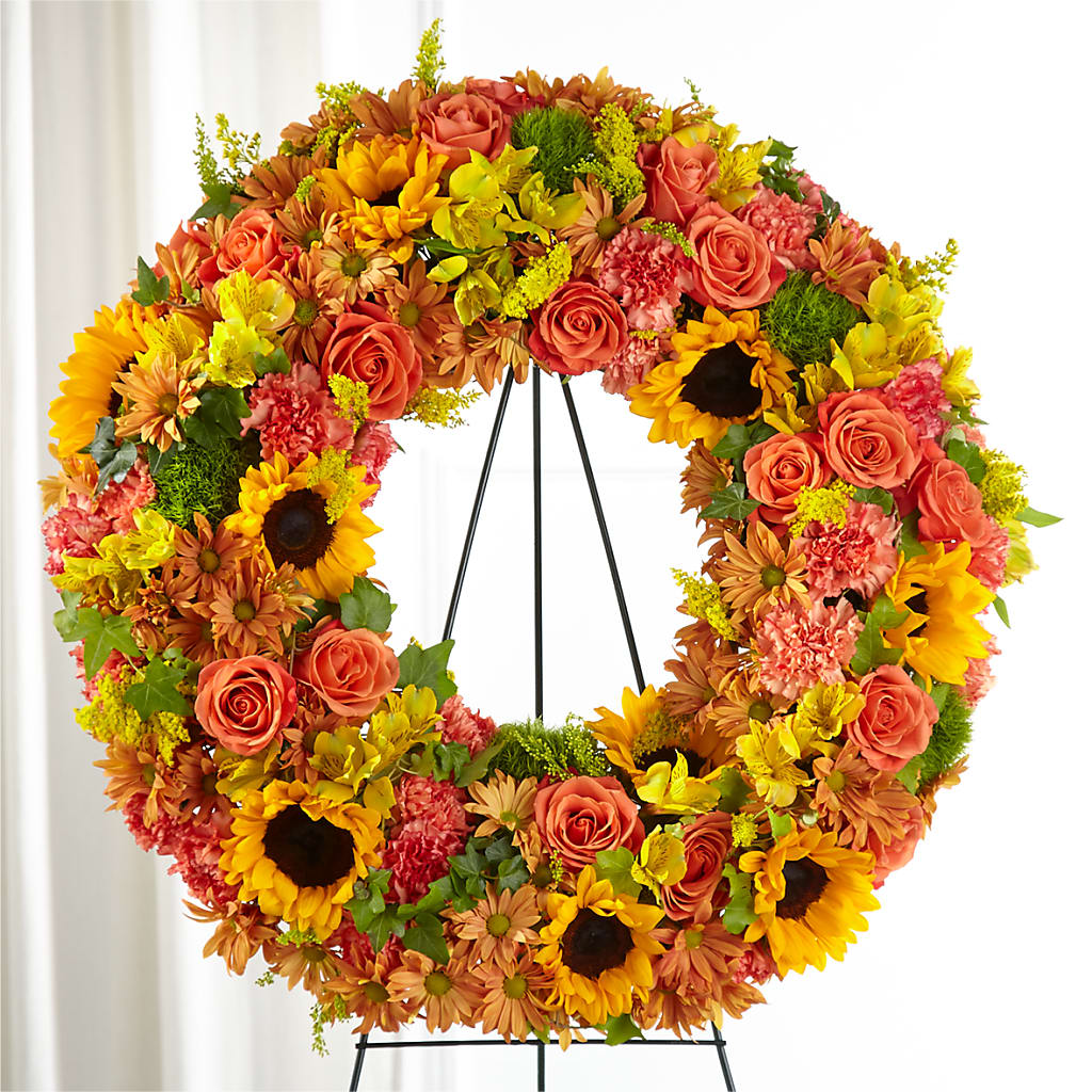 Autumnal Memories Wreath (Standard) – ANGEL'S FLOWERS AND GIFTS, San Jose CA