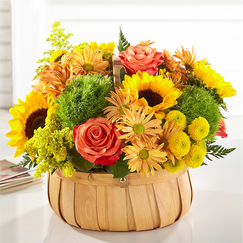 Harvest Sunflower Basket – ANGEL'S FLOWERS AND GIFTS, San Jose CA