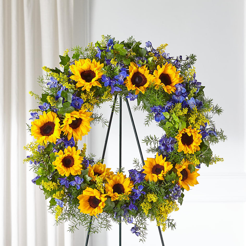 Bright Rays Wreath – ANGEL'S FLOWERS AND GIFTS, San Jose CA