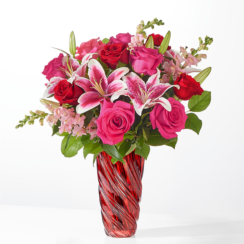 Always You Bouquet with Luxe Swirl Vase – ANGEL'S FLOWERS AND GIFTS, San Jose CA