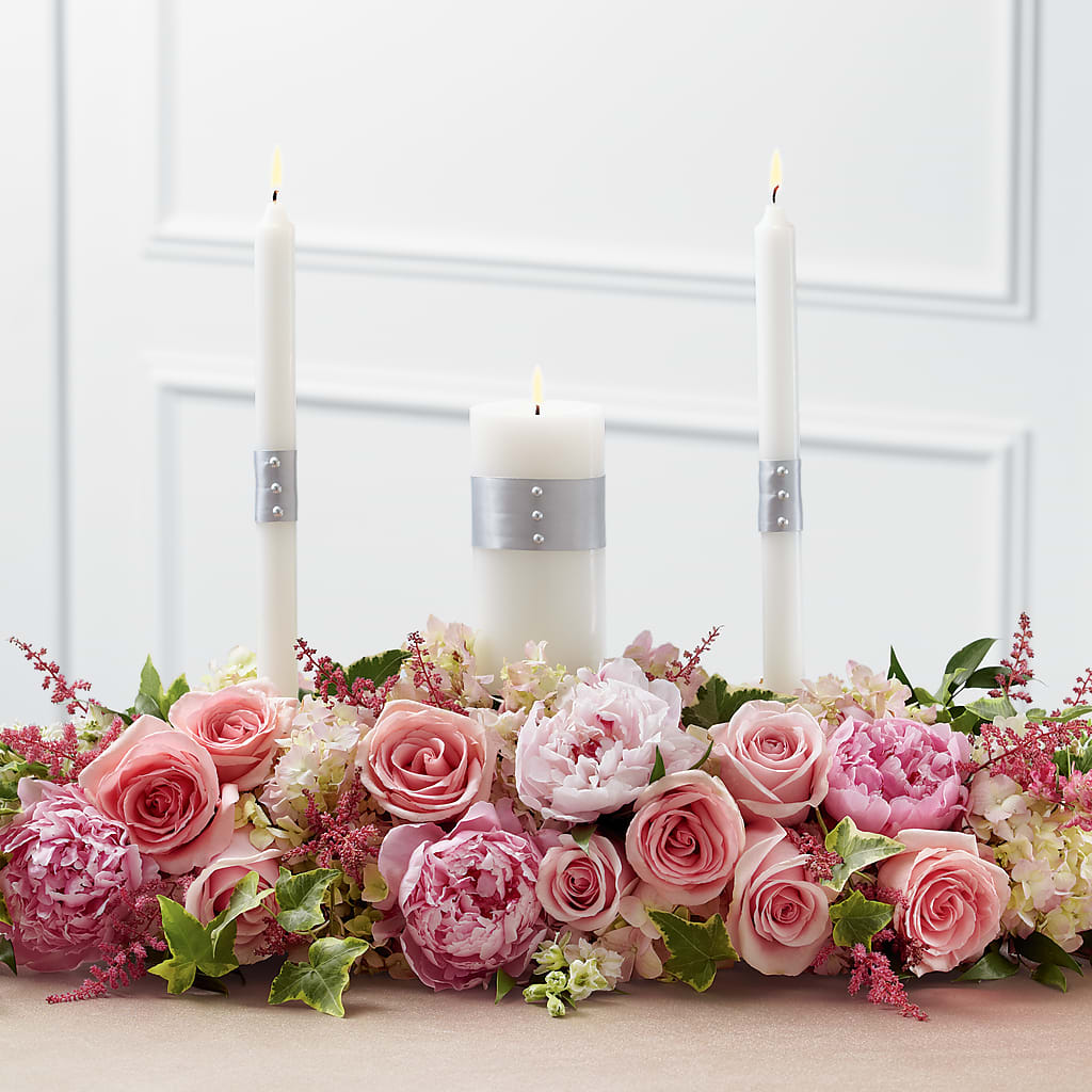 Worldwide Romance Unity Candle Arrangement – ANGEL'S FLOWERS AND GIFTS, San Jose CA