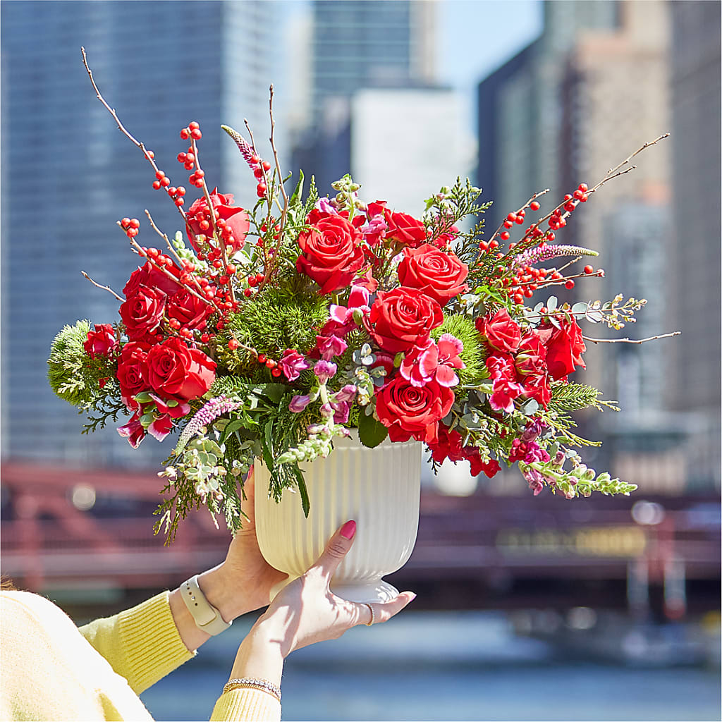 Big Red Bow Bouquet – ANGEL'S FLOWERS AND GIFTS, San Jose CA