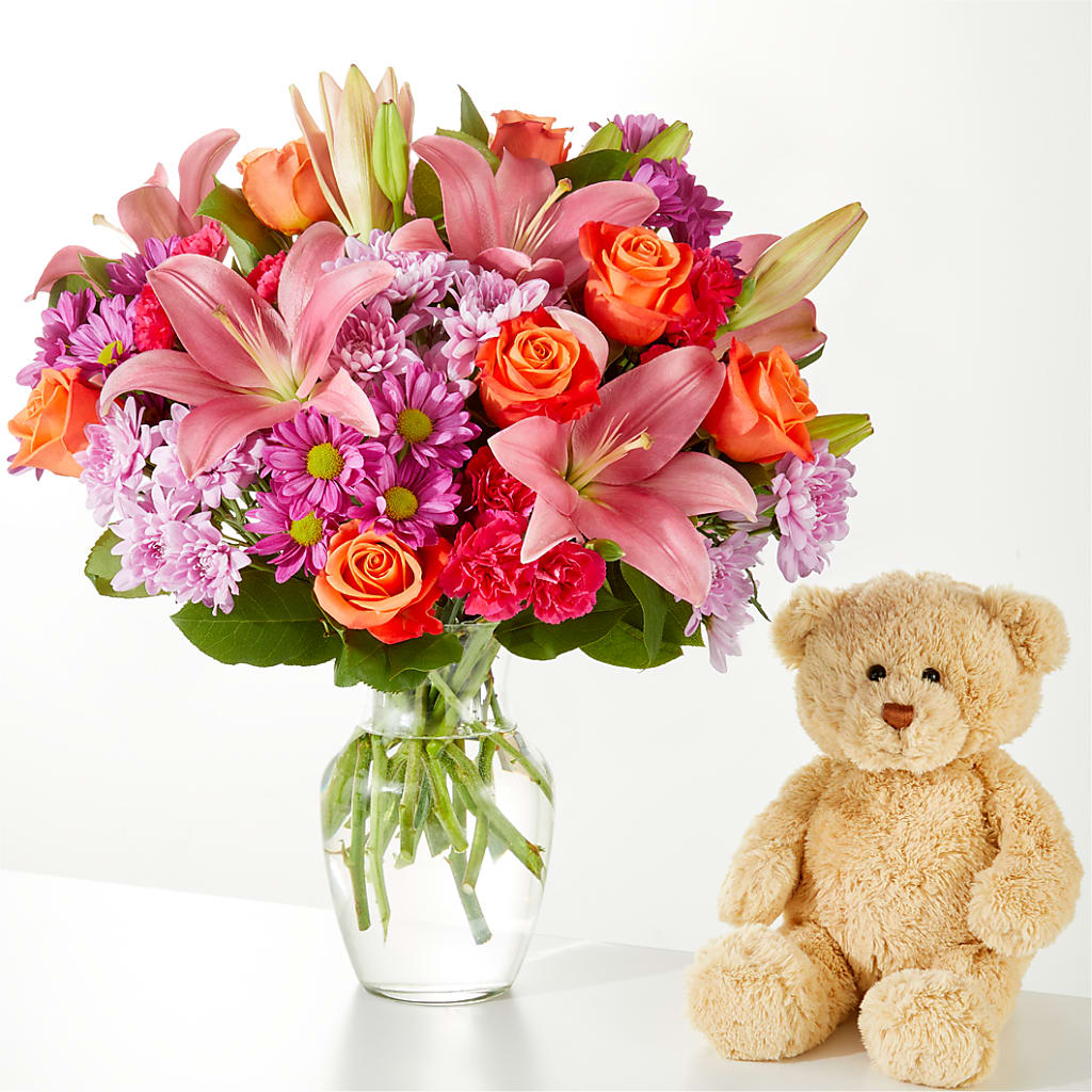 One and Only Bouquet and Bear Bundle – ANGEL'S FLOWERS AND GIFTS, San Jose CA