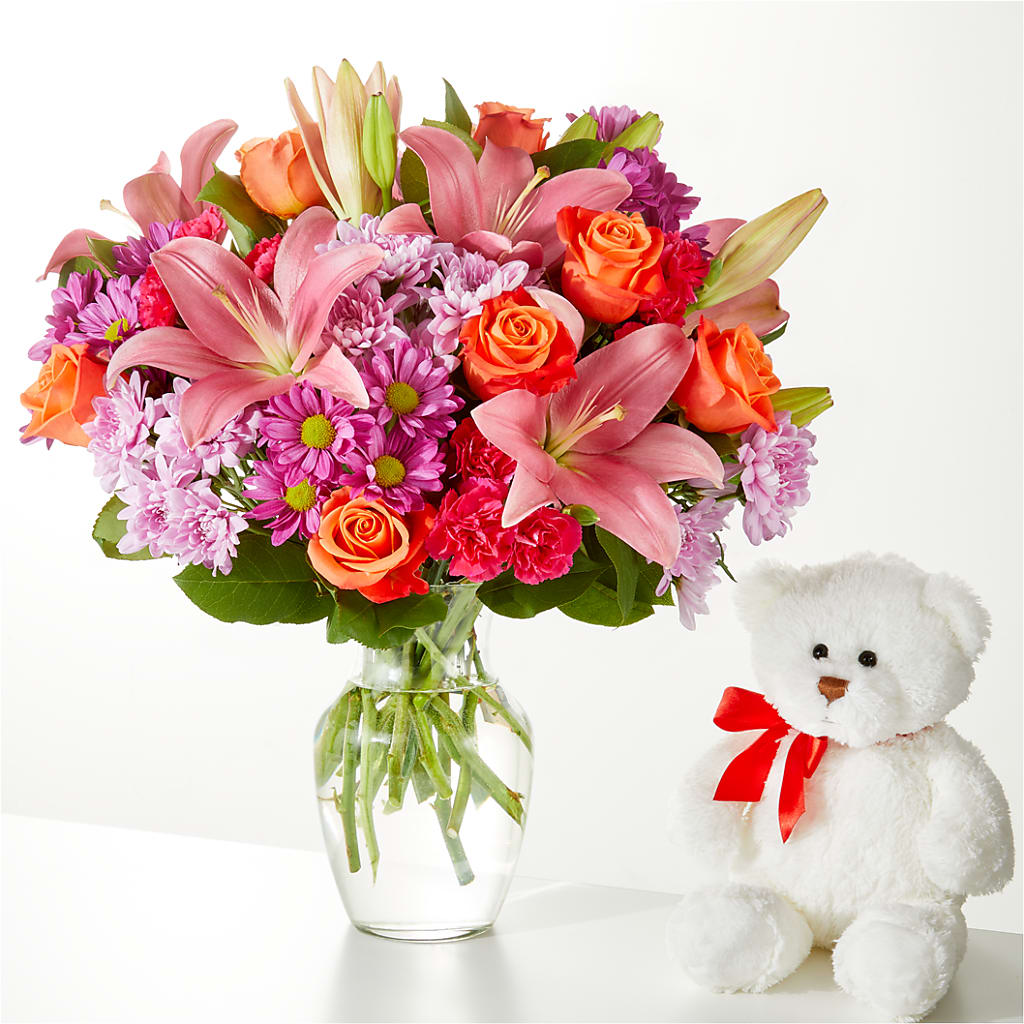 One and Only Bouquet and Bear Bundle – ANGEL'S FLOWERS AND GIFTS, San Jose CA