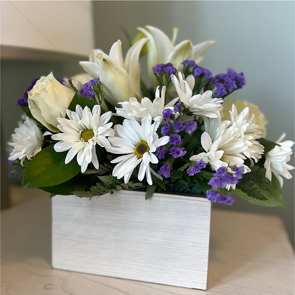 Beyond Blue Box Bouquet – ANGEL'S FLOWERS AND GIFTS, San Jose CA