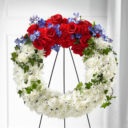 Patriotic Passion Wreath – ANGEL'S FLOWERS AND GIFTS, San Jose CA