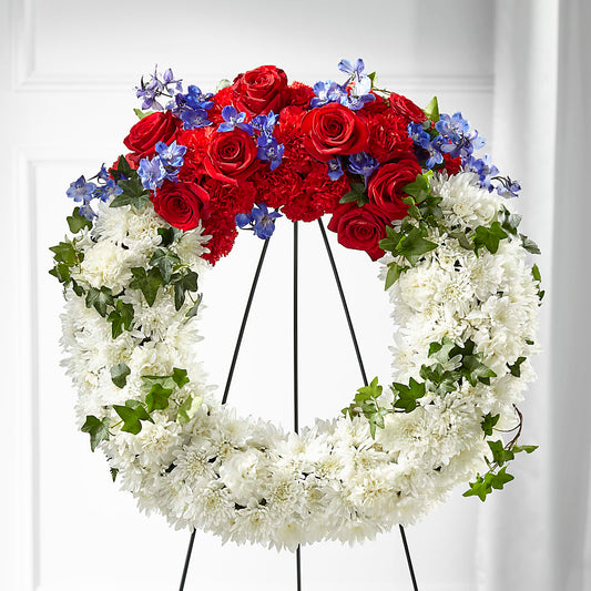 Patriotic Passion Wreath – ANGEL'S FLOWERS AND GIFTS, San Jose CA