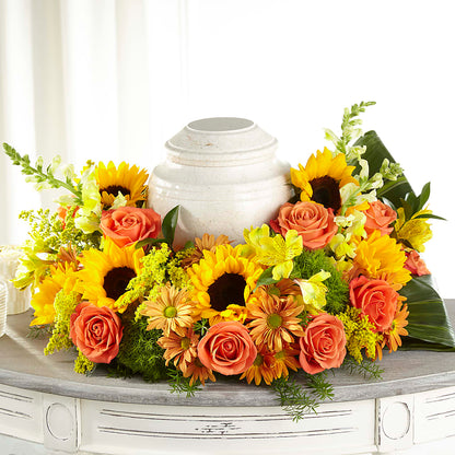 Faithful Sunflower Cremation Adornment – ANGEL'S FLOWERS AND GIFTS, San Jose CA