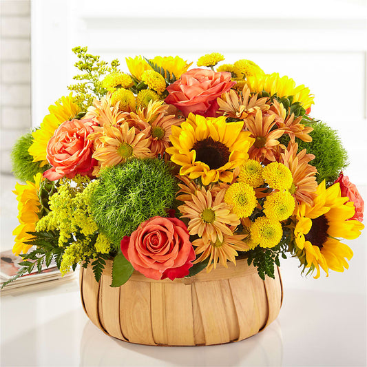 Harvest Sunflower Basket – ANGEL'S FLOWERS AND GIFTS, San Jose CA