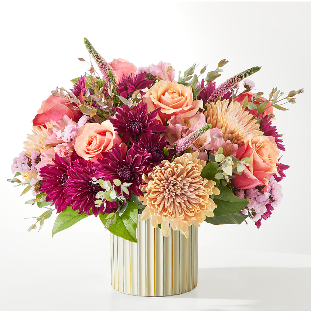 Berry Cobbler Bouquet with Ivory Vase – ANGEL'S FLOWERS AND GIFTS, San Jose CA