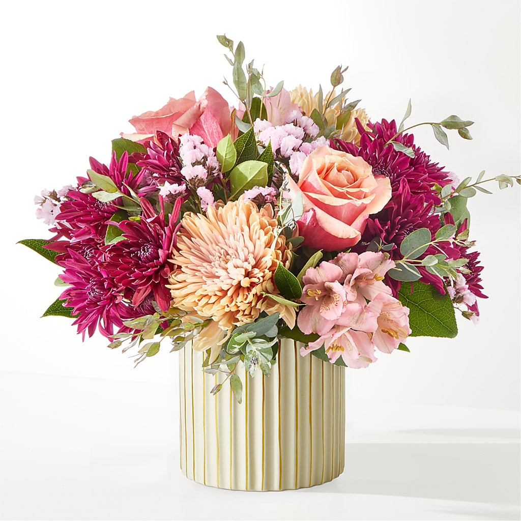Berry Cobbler Bouquet with Ivory Vase – ANGEL'S FLOWERS AND GIFTS, San Jose CA