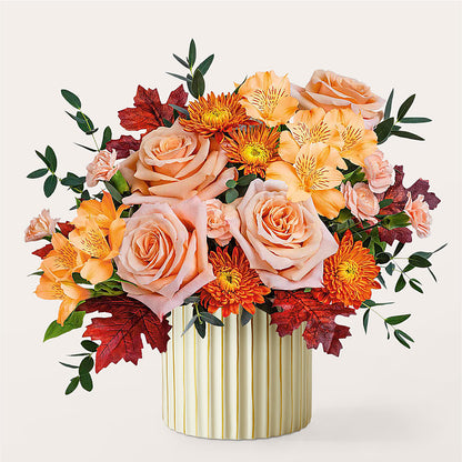 Spiced Latte Bouquet with Ivory Vase – ANGEL'S FLOWERS AND GIFTS, San Jose CA