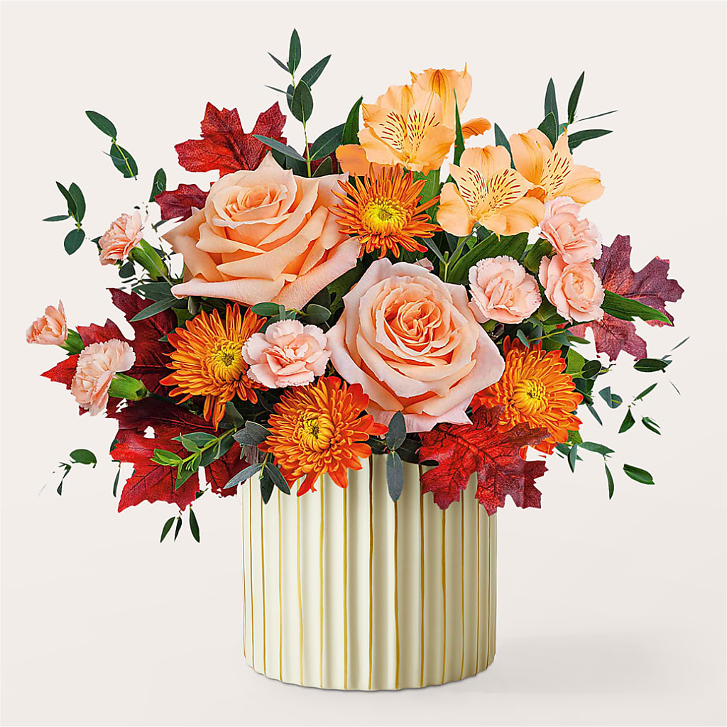 Spiced Latte Bouquet with Ivory Vase – ANGEL'S FLOWERS AND GIFTS, San Jose CA