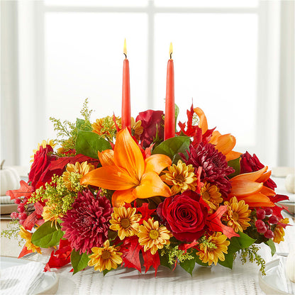Autumn's Embrace Centerpiece – ANGEL'S FLOWERS AND GIFTS, San Jose CA
