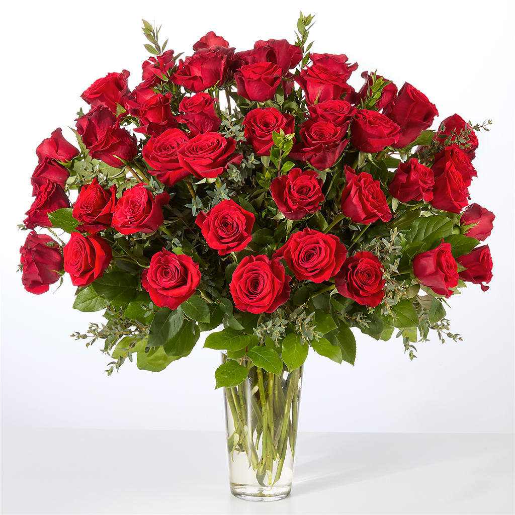 Forever Yours Fifty Stem Red Rose Bouquet – ANGEL'S FLOWERS AND GIFTS, San Jose CA