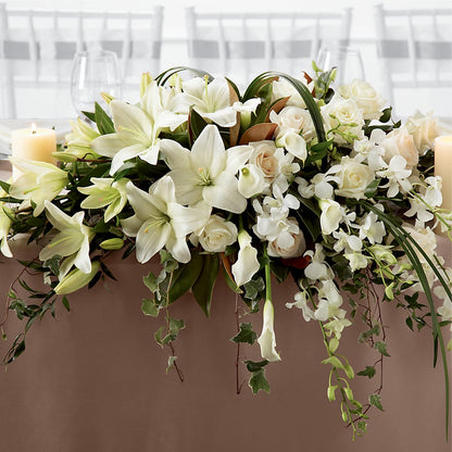 White Linen Arrangement – ANGEL'S FLOWERS AND GIFTS, San Jose CA