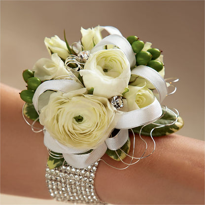 White Wedding Corsage – ANGEL'S FLOWERS AND GIFTS, San Jose CA